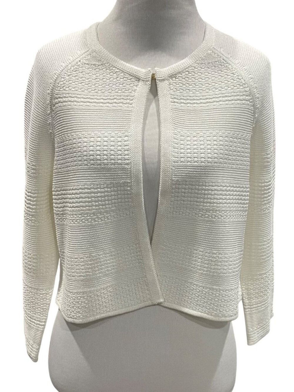 Hugo Boss Crop Knit Cardigan M White Minimalist Capsule Fisherman Fairy Preppy